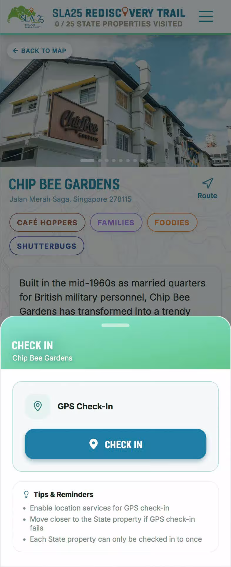SLA25 Rediscovery Trail Web Application (State Property Check-In)